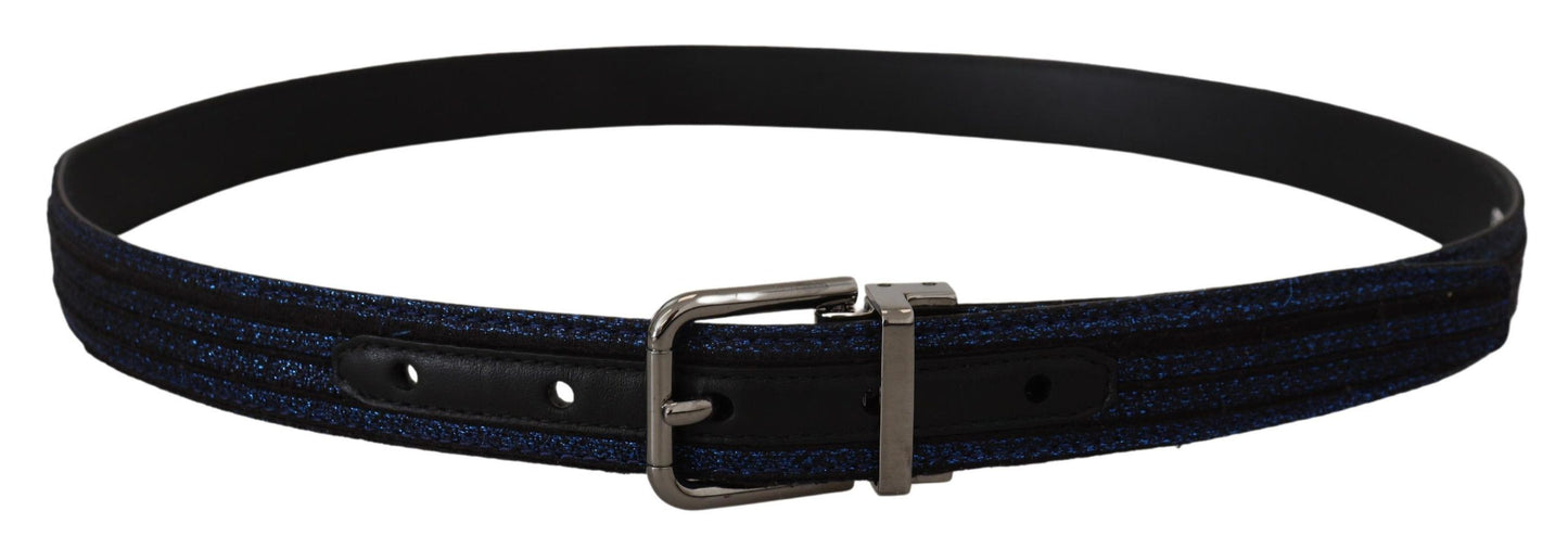 Dolce & Gabbana Elegant Blue Jacquard Leather Belt - KALAJ