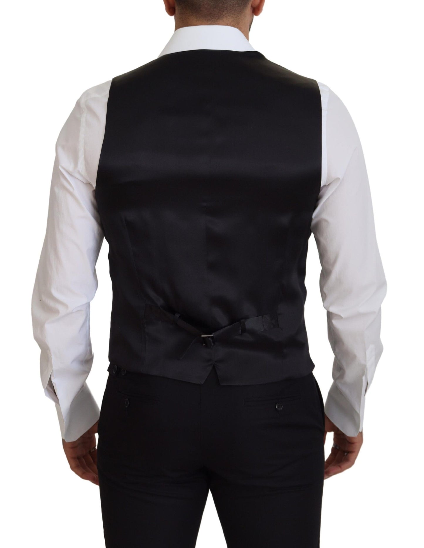 Dolce & Gabbana Elegant Black Single-Breasted Dress Vest