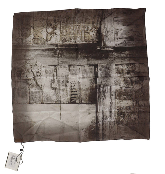 John Galliano Elegant Newspaper Print Cotton Scarf - KALAJ