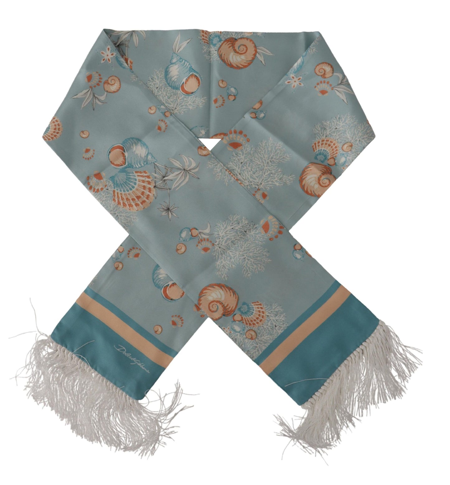 Dolce & Gabbana Elegant Silk Scarf with Shell Motif - KALAJ