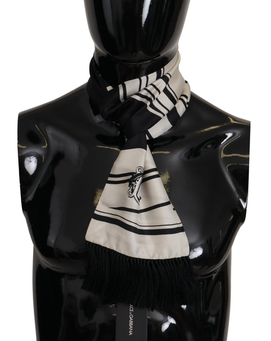 Dolce & Gabbana Elegant Silk Men's Scarf - Classic Black Stripe - KALAJ