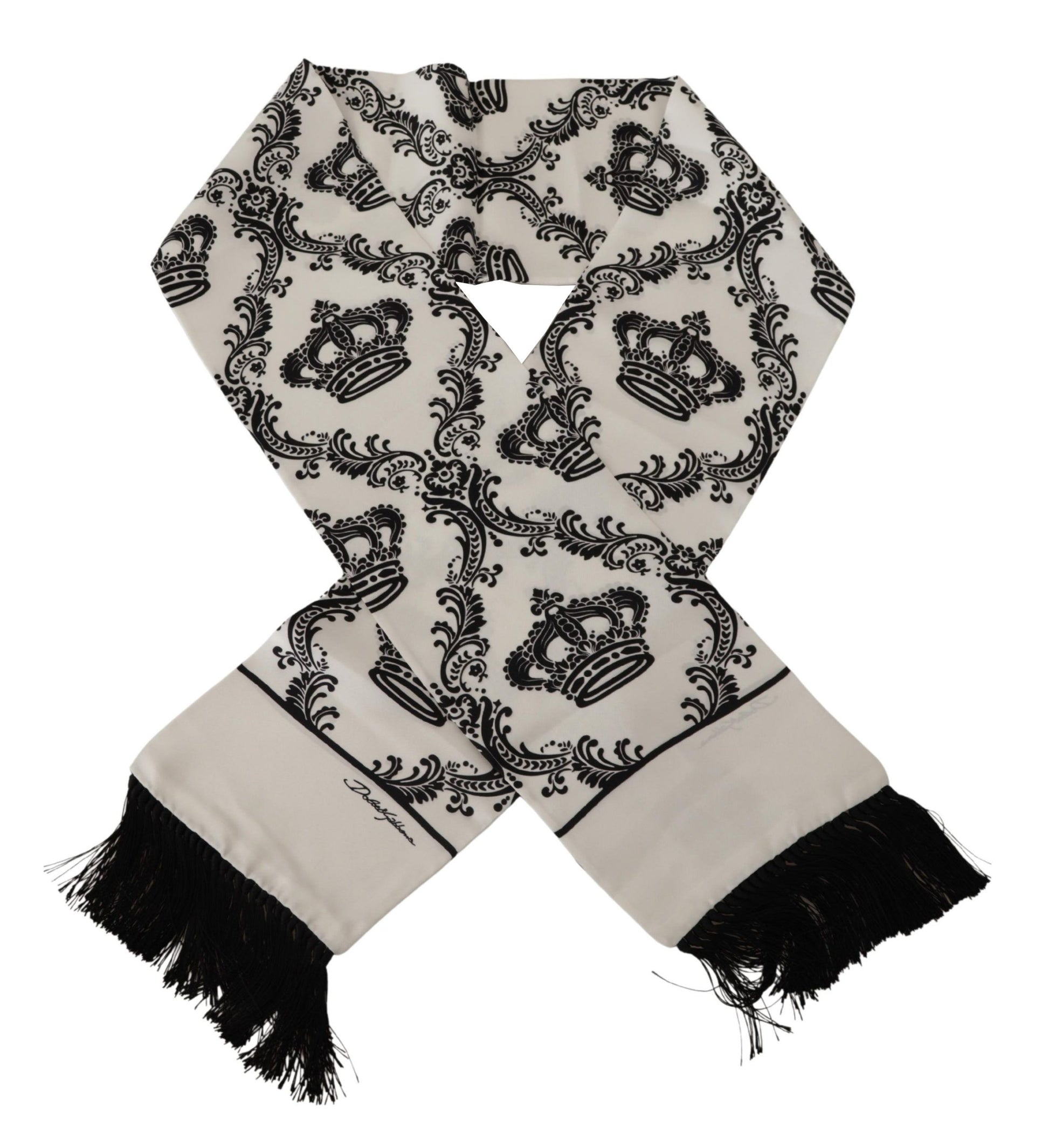 Dolce & Gabbana Royal Crown Printed Silk Men's Scarf - KALAJ