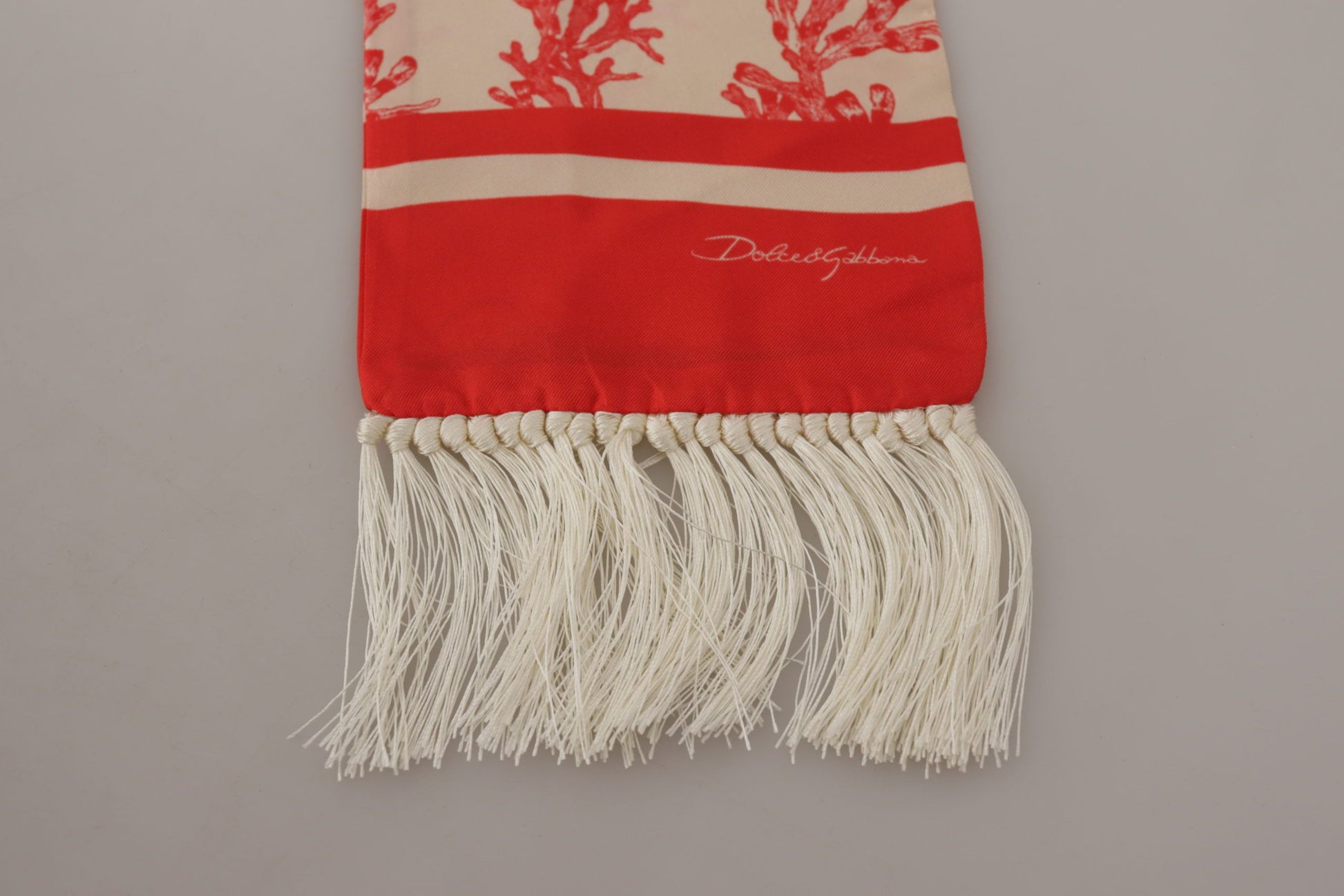 Dolce & Gabbana Elegant Silk Men's Scarf Wrap - Red Coral Print - KALAJ