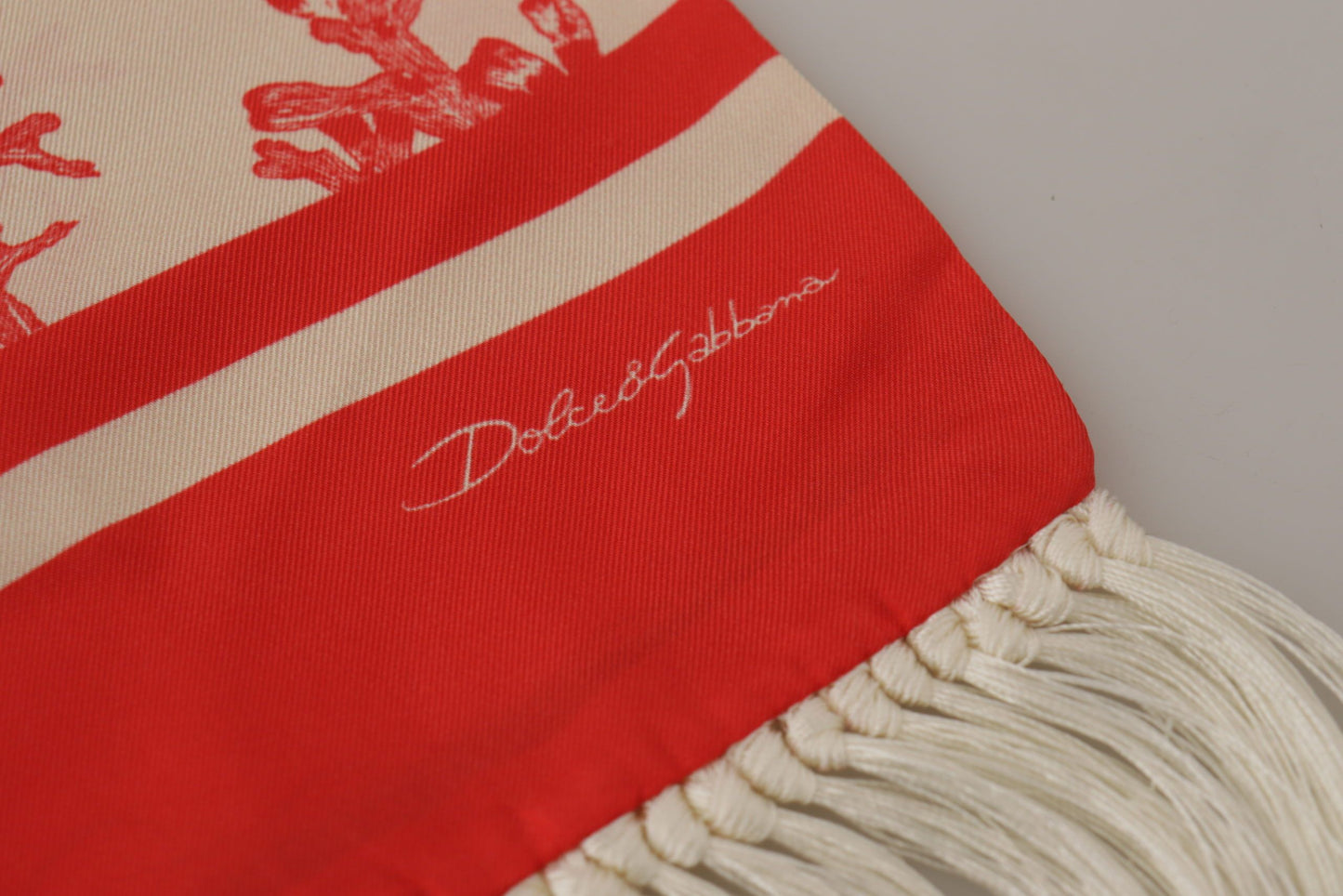 Dolce & Gabbana Elegant Silk Men's Scarf Wrap - Red Coral Print - KALAJ