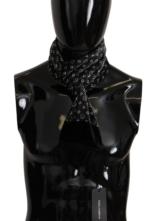 Dolce & Gabbana Elegant Black Geometric Silk Blend Scarf - KALAJ