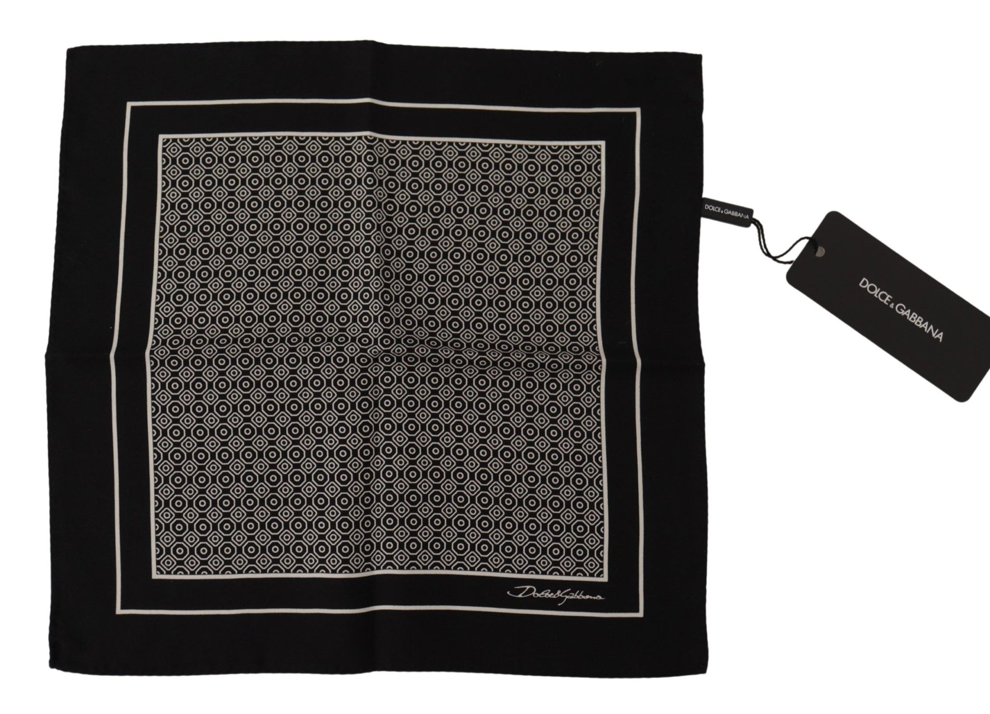 Dolce & Gabbana Elegant Black Silk Geometric Scarf for Men - KALAJ