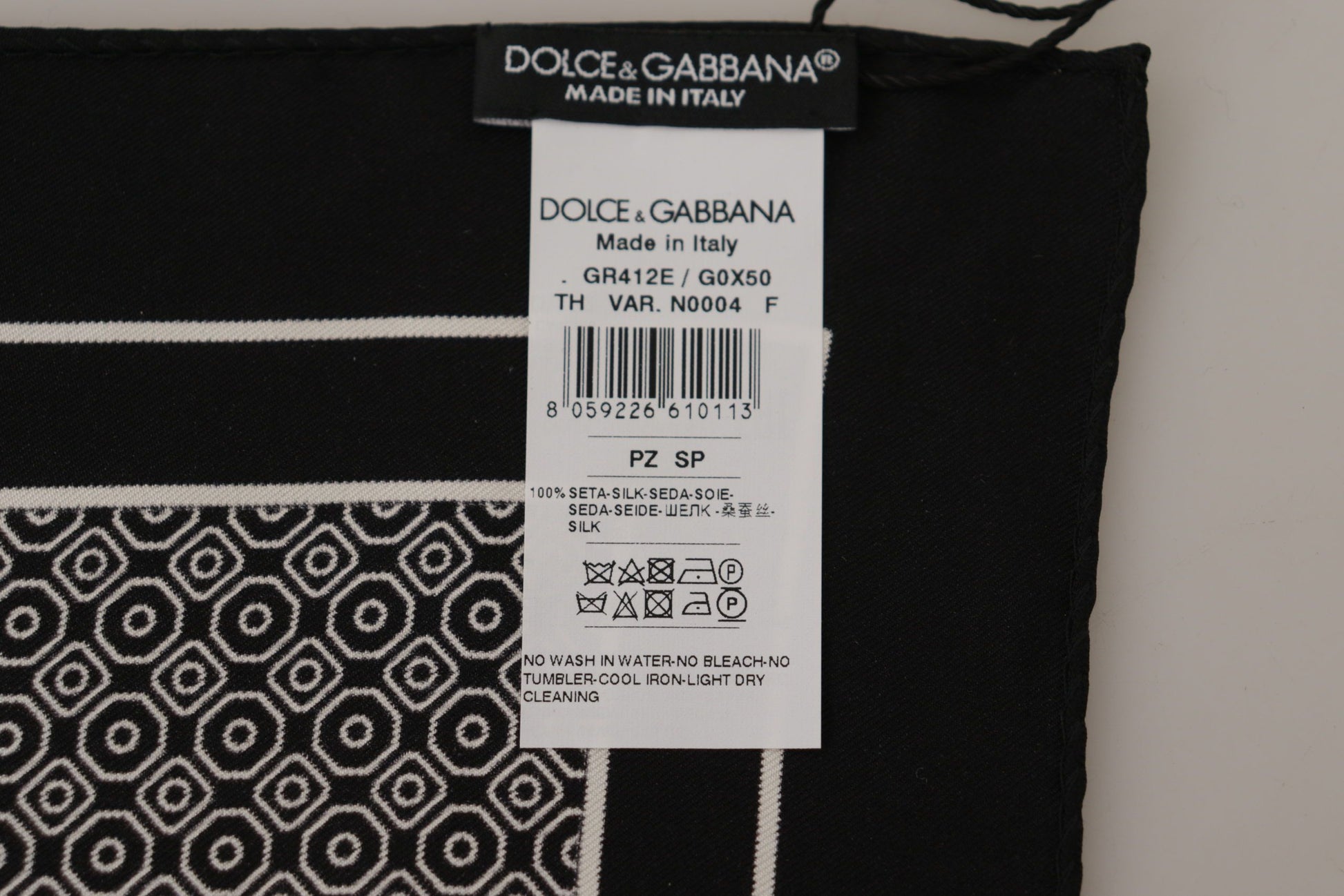 Dolce & Gabbana Elegant Black Silk Geometric Scarf for Men - KALAJ