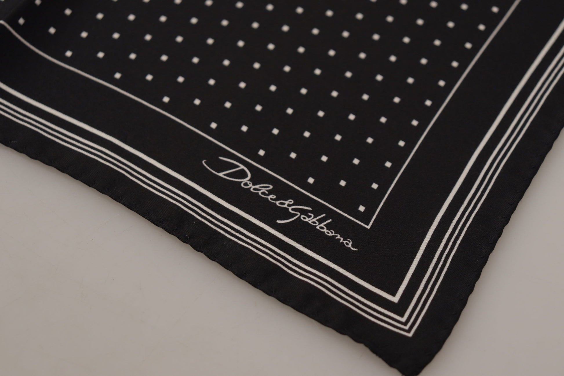 Dolce & Gabbana Elegant Black Silk Polka Dot Men's Scarf - KALAJ