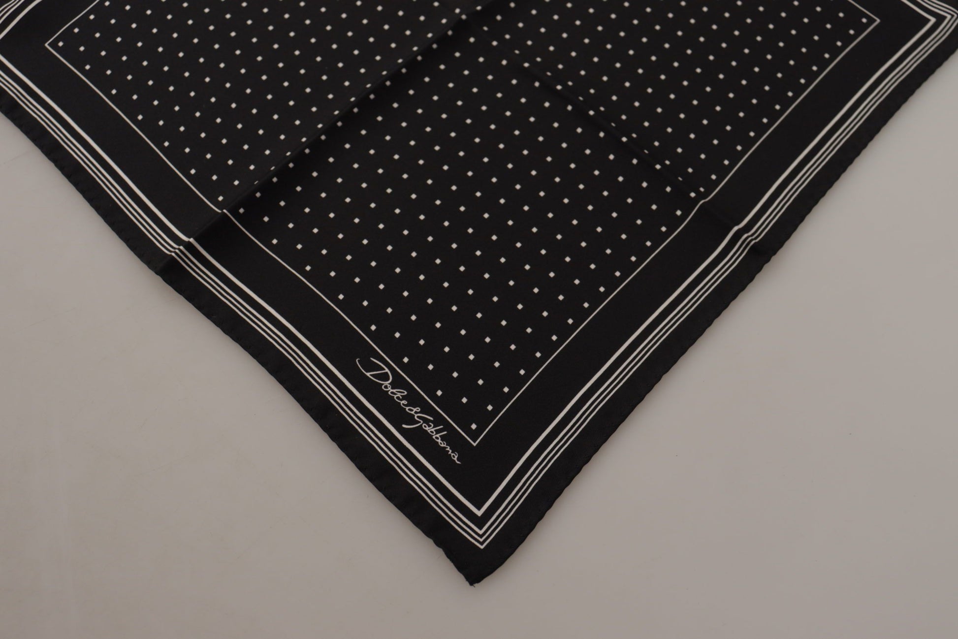 Dolce & Gabbana Elegant Black Silk Polka Dot Men's Scarf - KALAJ