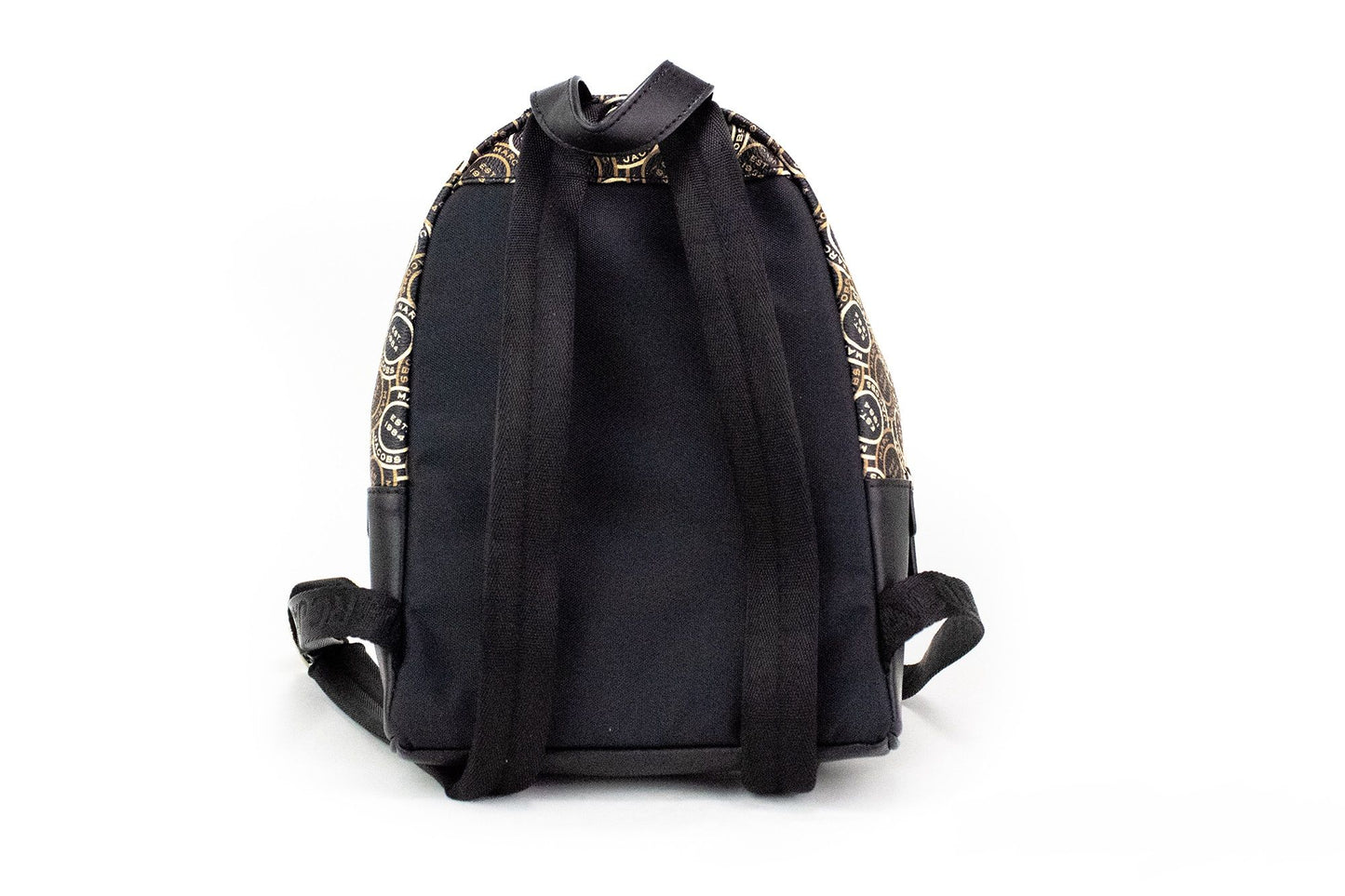 Marc Jacobs Signet Mini Black Logo Printed Leather Shoulder Backpack Bookbag - KALAJ