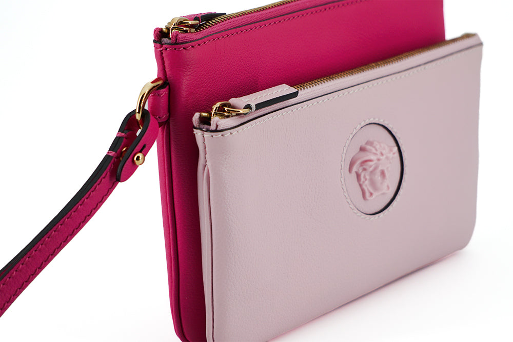 Versace Elegant Pink Leather Pouch Clutch - KALAJ