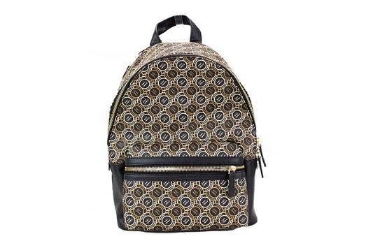 Marc Jacobs Signet Medium Black Logo Printed Leather Shoulder Backpack Bookbag - KALAJ