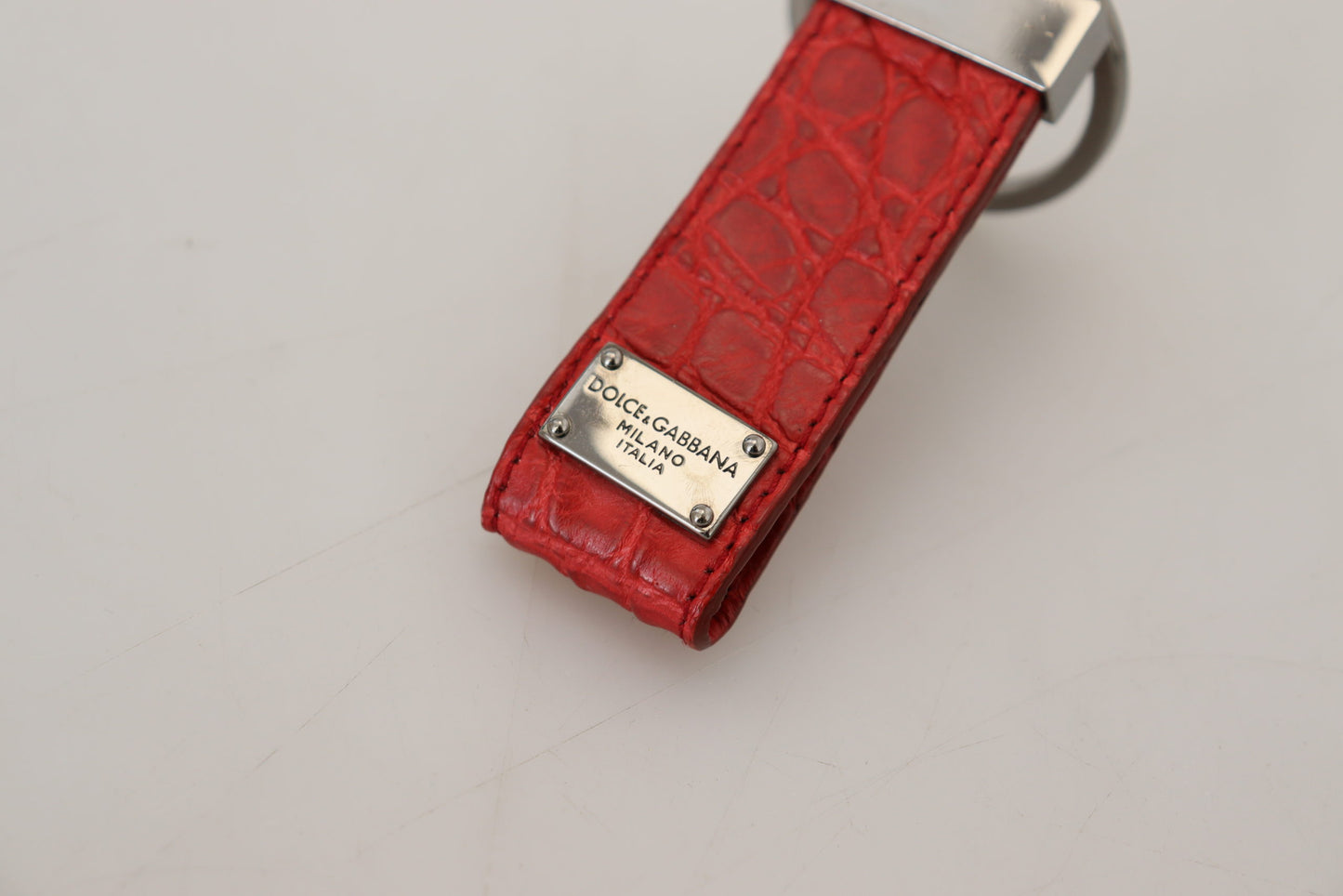 Dolce & Gabbana Chic Red Leather Keychain & Charm Accessory - KALAJ