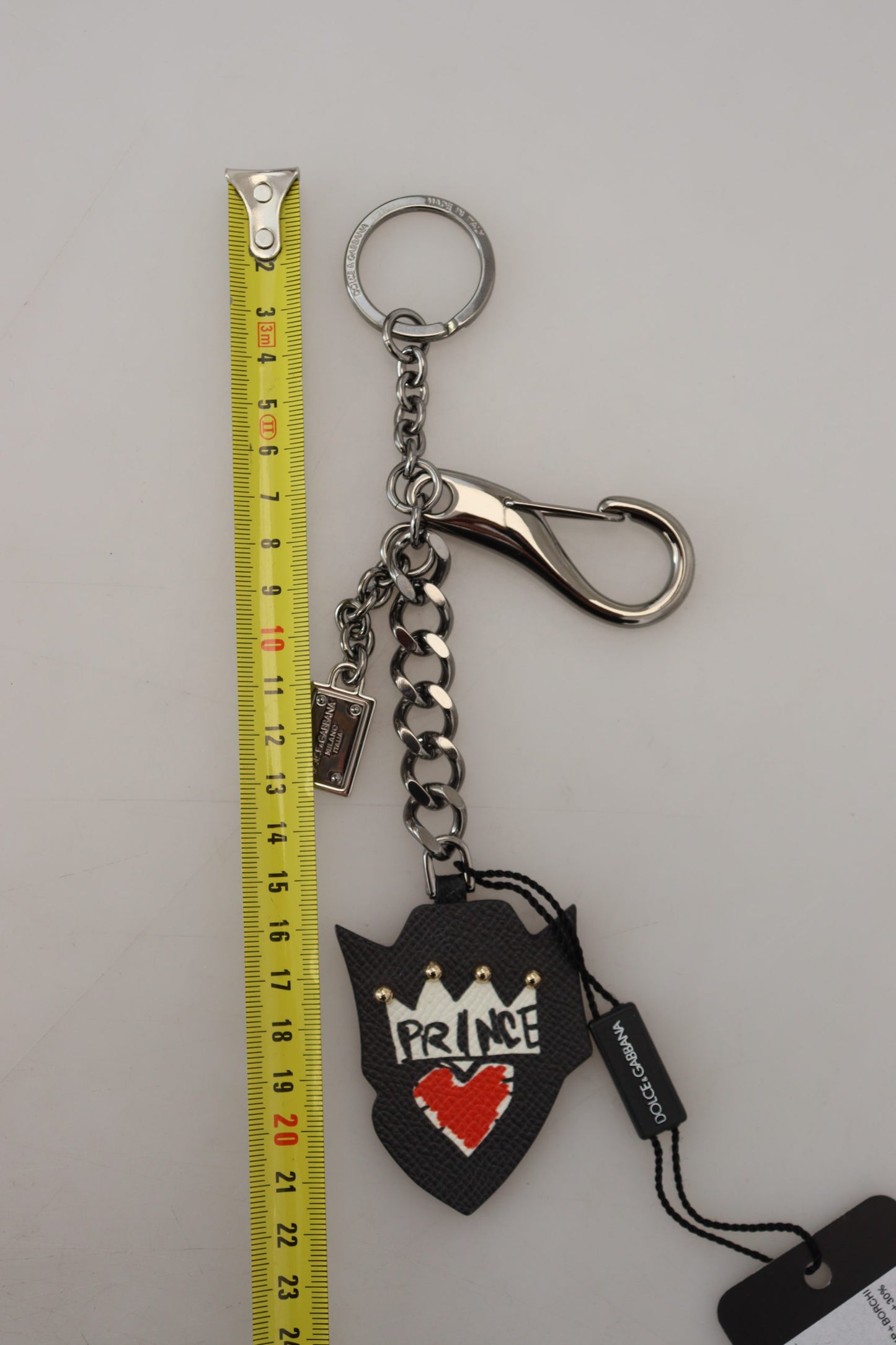 Dolce & Gabbana Elegant Silver and Black Designer Keychain - KALAJ