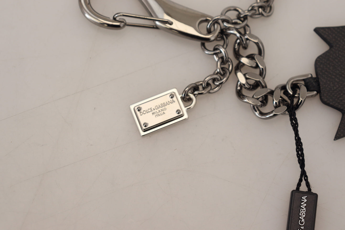 Dolce & Gabbana Elegant Silver and Black Designer Keychain - KALAJ