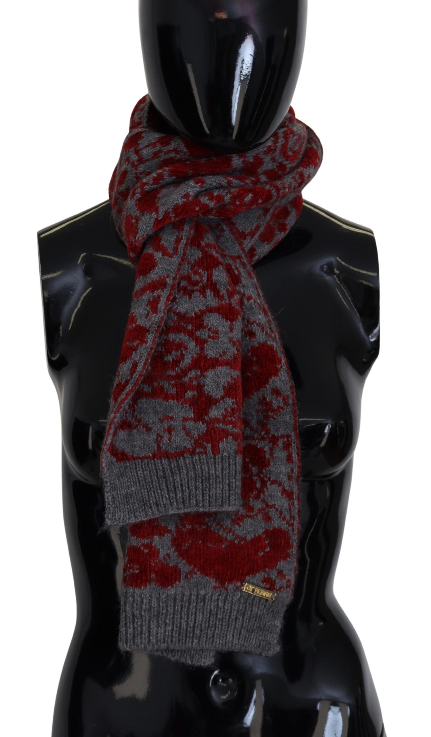 GF Ferre Chic Red and Grey Cotton Wrap Scarf - KALAJ