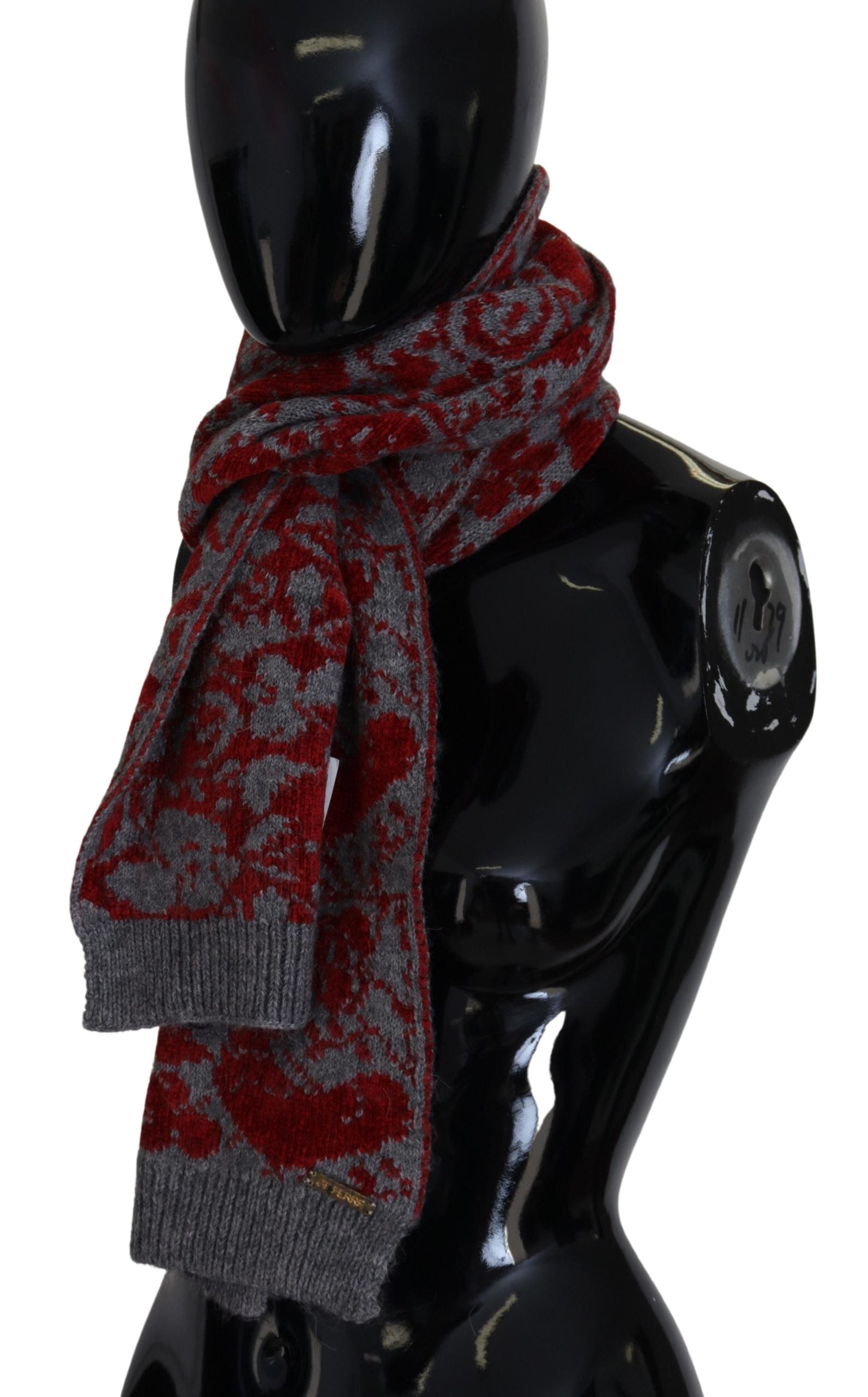 GF Ferre Chic Red and Grey Cotton Wrap Scarf - KALAJ