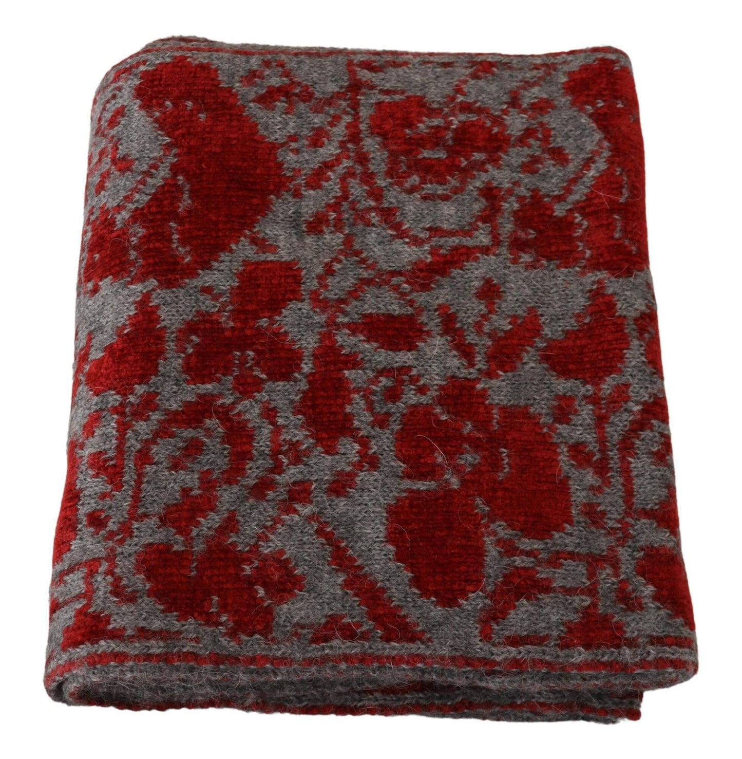 GF Ferre Chic Red and Grey Cotton Wrap Scarf - KALAJ