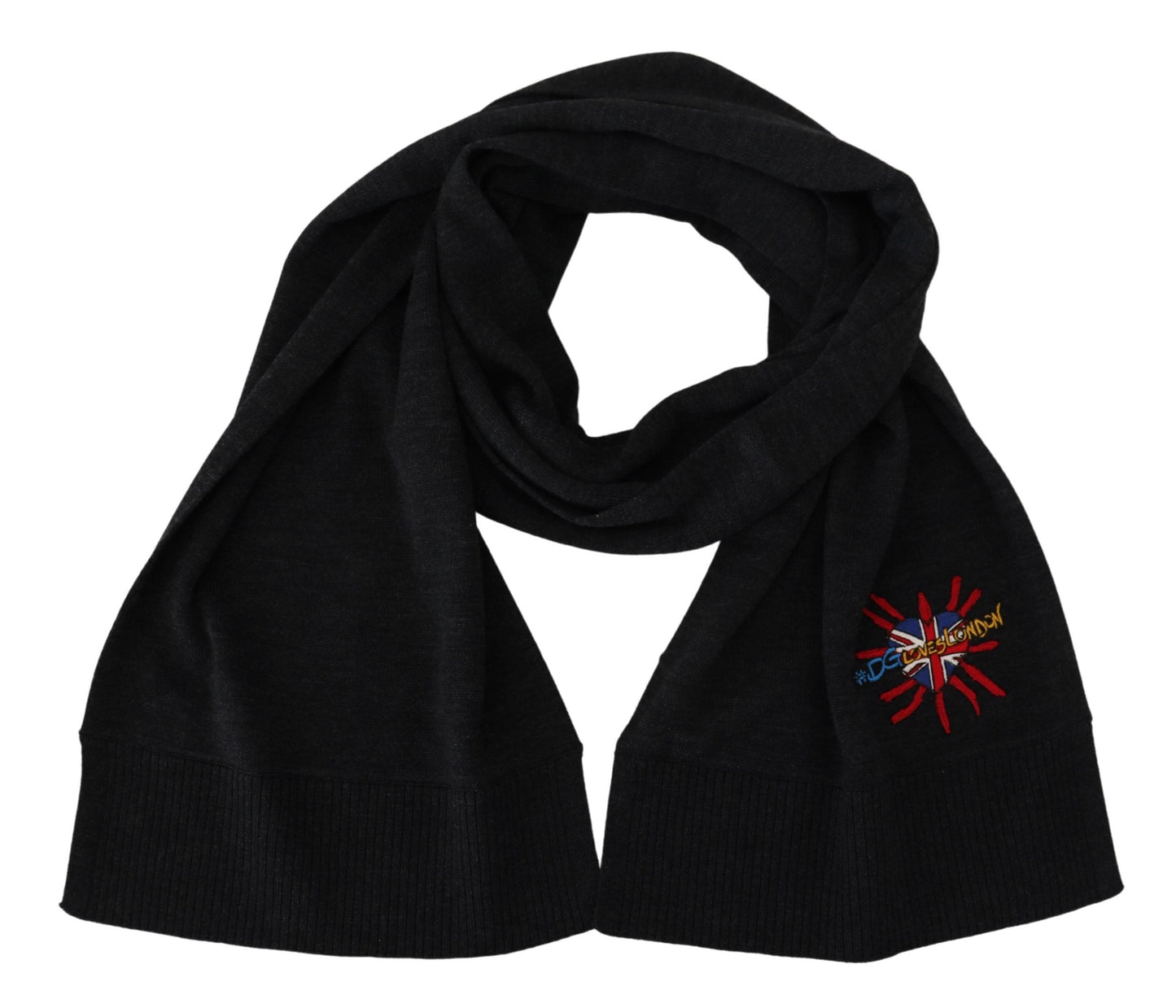 Dolce & Gabbana Elegant Black Wool Scarf Wrap - KALAJ