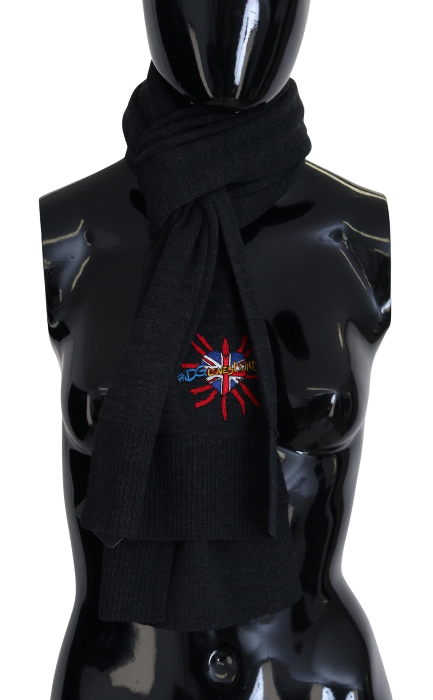 Dolce & Gabbana Elegant Black Wool Scarf Wrap - KALAJ