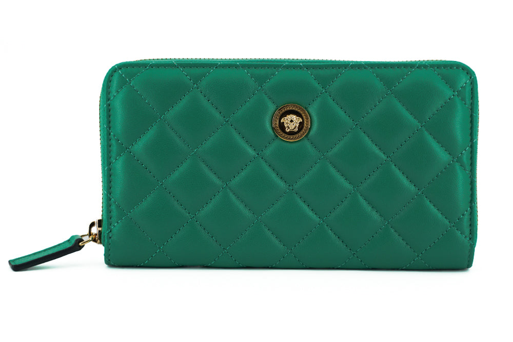 Versace Elegant Quilted Leather Zip Wallet - KALAJ