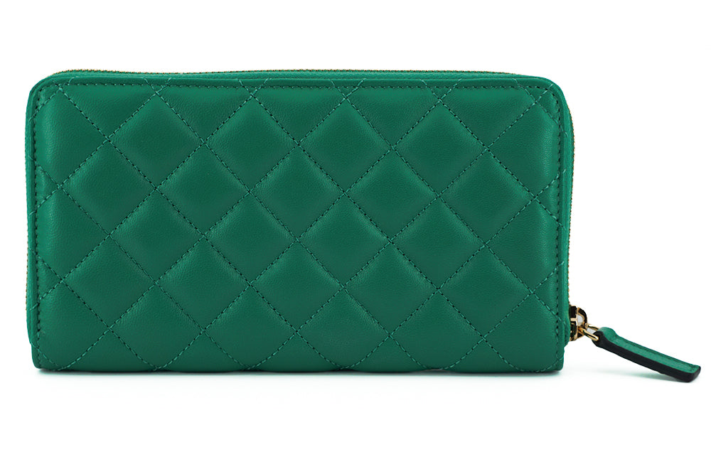 Versace Elegant Quilted Leather Zip Wallet - KALAJ