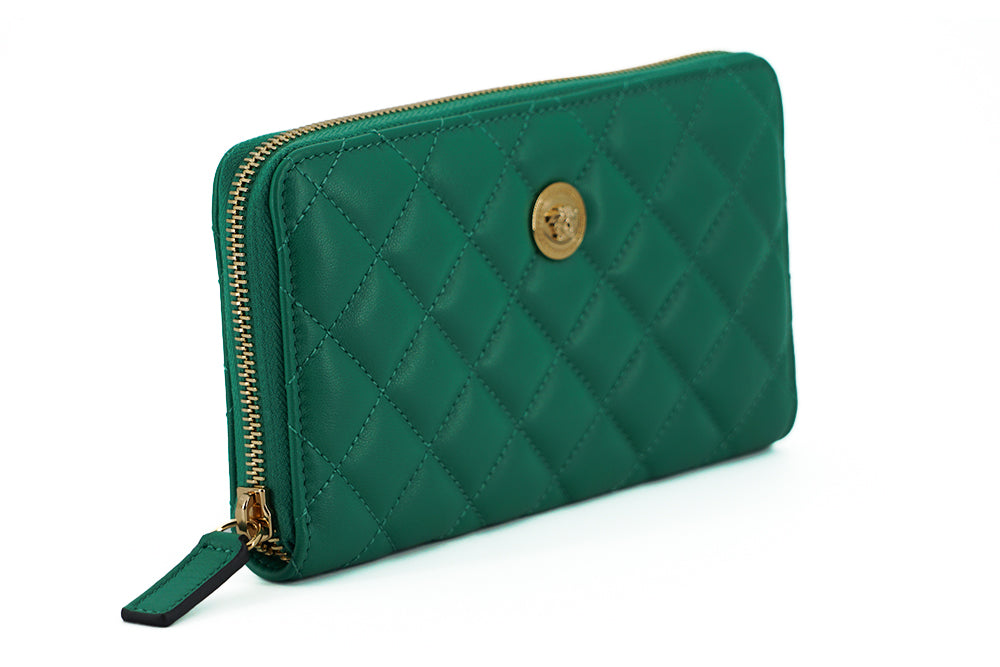 Versace Elegant Quilted Leather Zip Wallet - KALAJ