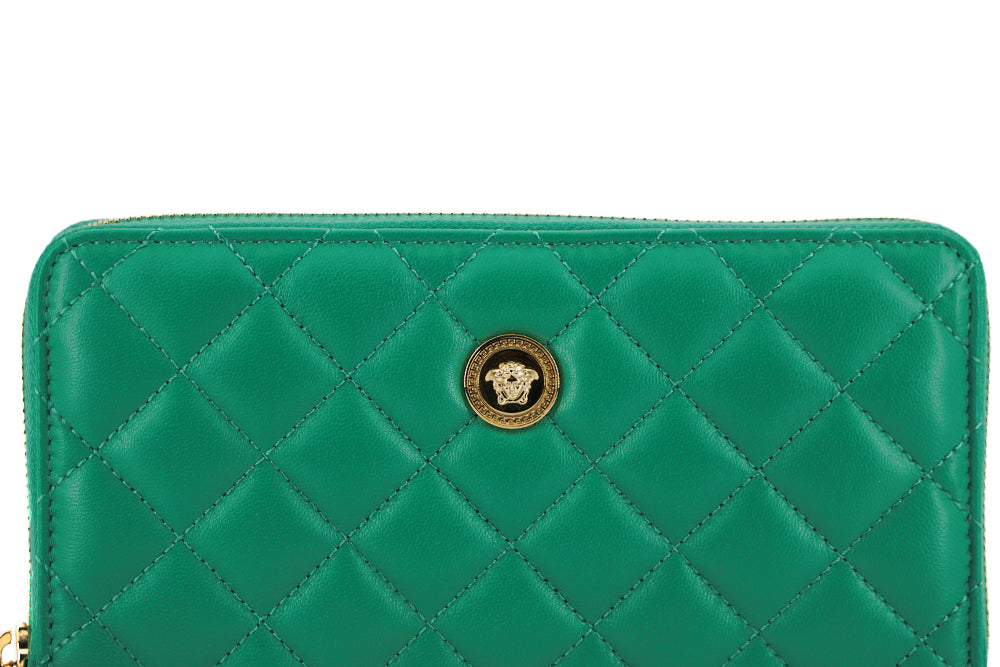 Versace Elegant Quilted Leather Zip Wallet - KALAJ