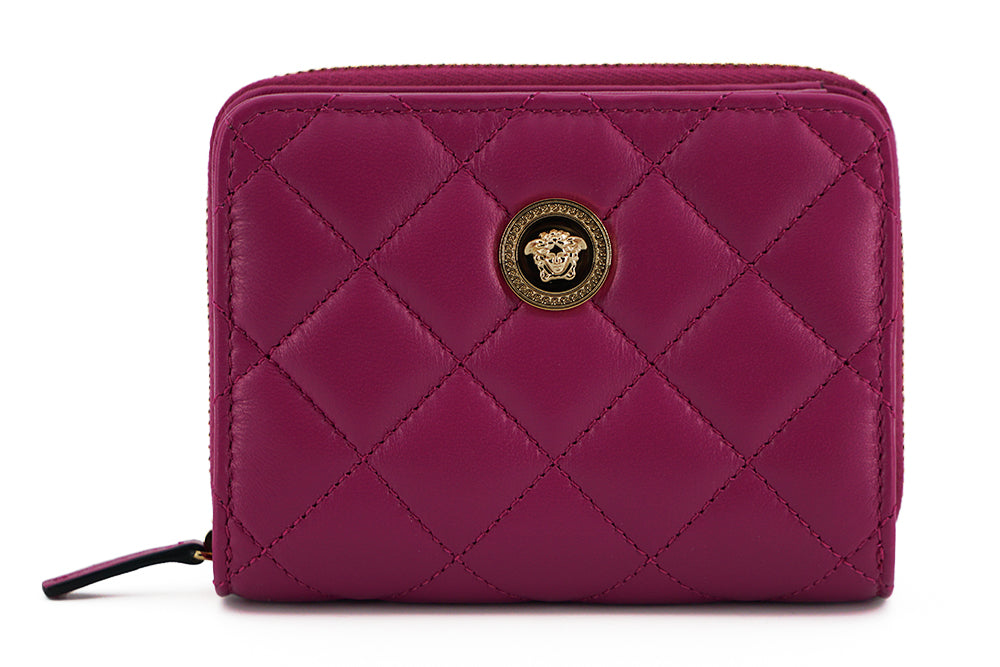 Versace Elegant Purple Quilted Leather Wallet - KALAJ