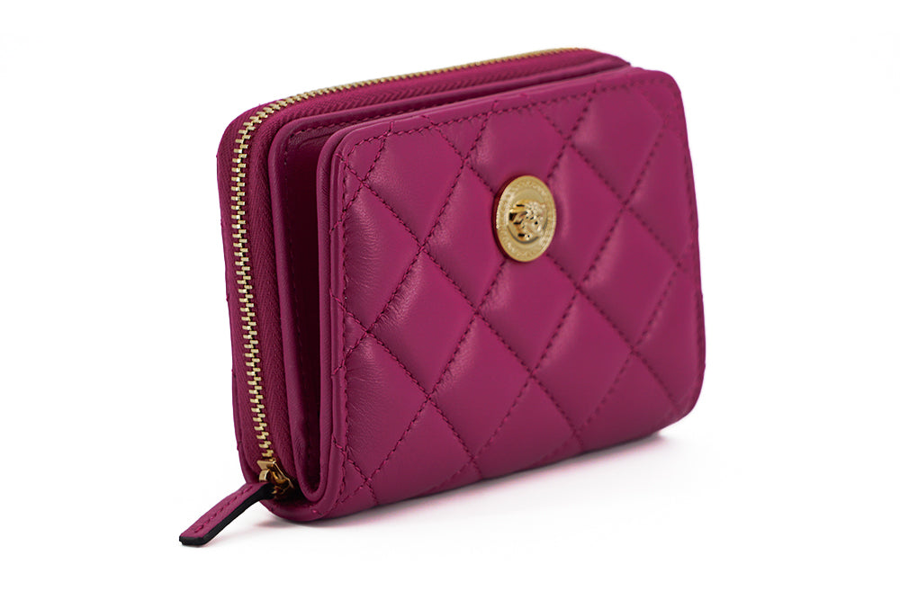 Versace Elegant Purple Quilted Leather Wallet - KALAJ