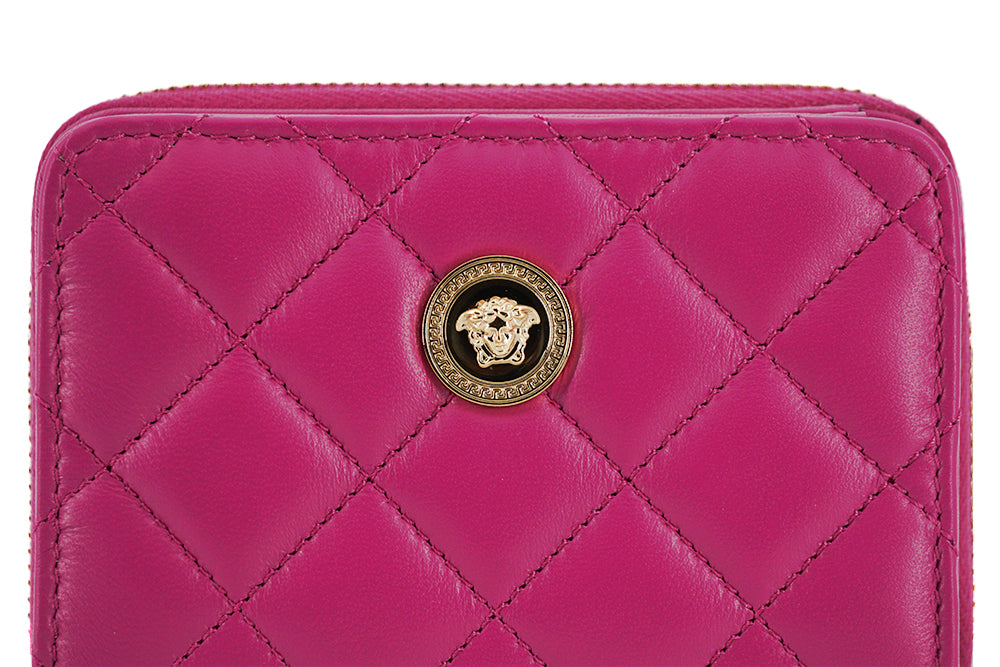 Versace Elegant Purple Quilted Leather Wallet - KALAJ