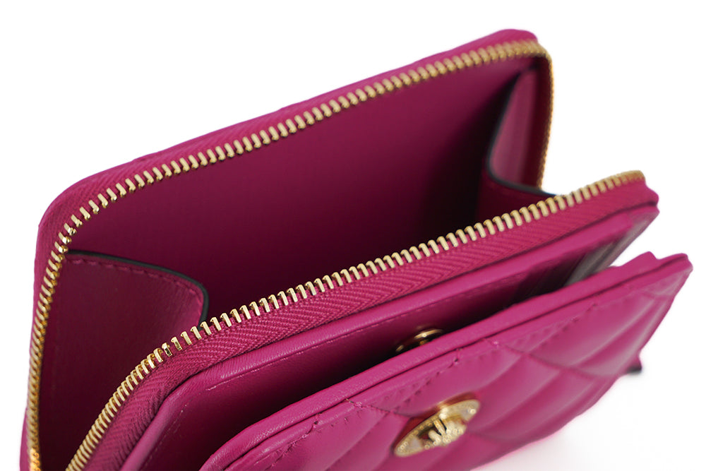 Versace Elegant Purple Quilted Leather Wallet - KALAJ