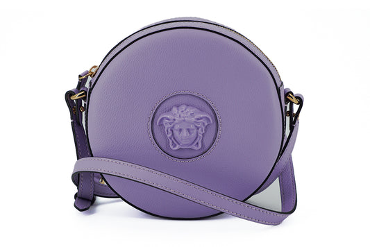 Versace Elegant Purple Round Shoulder Bag - KALAJ