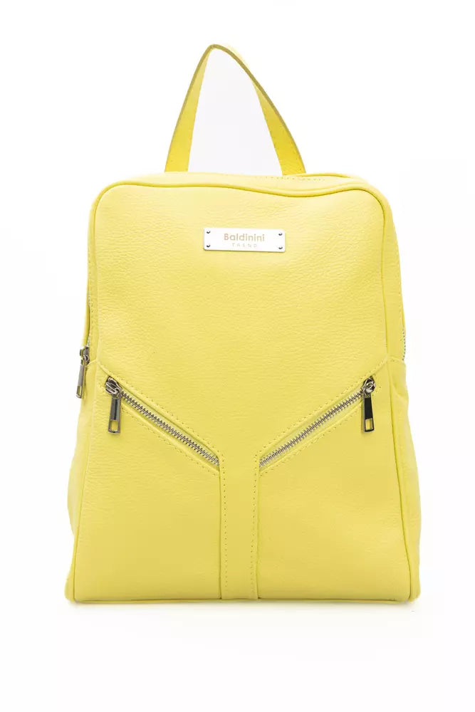 Baldinini Trend Sunshine Yellow Leather Backpack - KALAJ