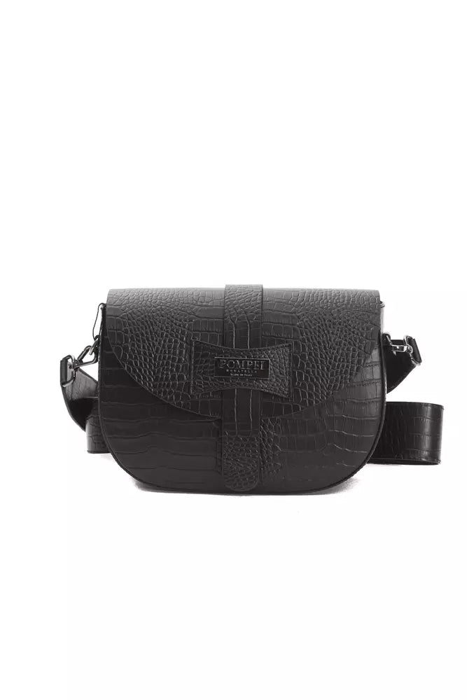 Pompei Donatella Black Leather Women Crossbody - KALAJ