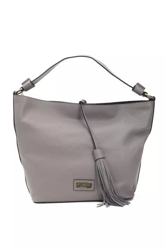 Pompei Donatella Gray Leather Women Shoulder Bag - KALAJ