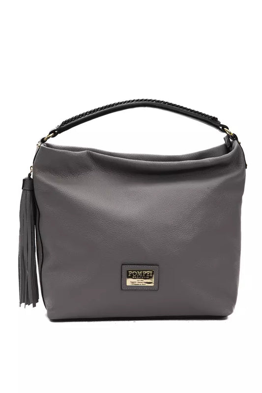 Pompei Donatella Gray Leather Women Shoulder Bag - KALAJ