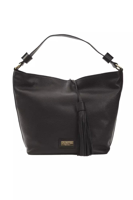 Pompei Donatella Black Leather Women Shoulder Bag - KALAJ