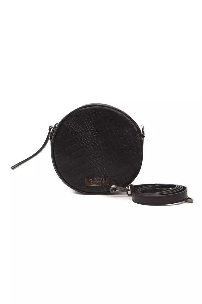 Pompei Donatella Black Leather Women Crossbody Bag - KALAJ