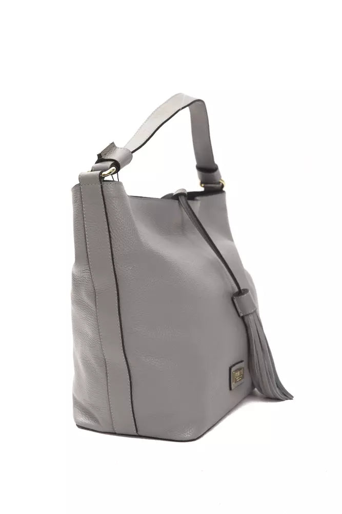 Pompei Donatella Gray Leather Women Shoulder Bag - KALAJ