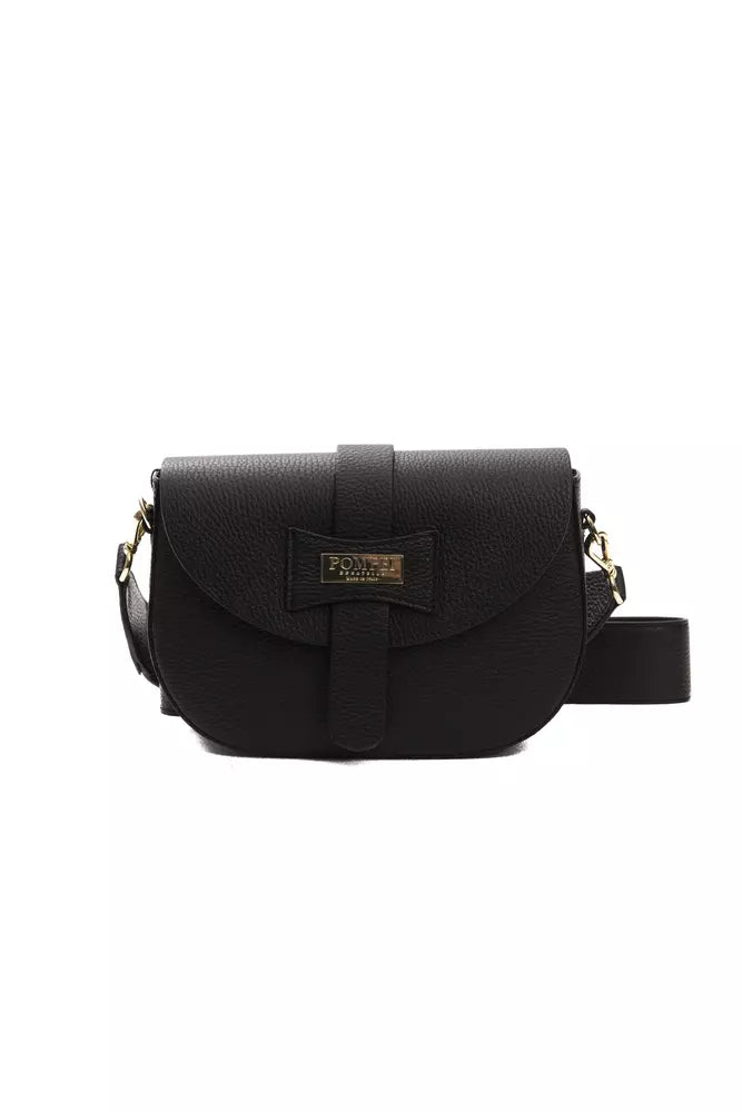 Pompei Donatella Black Leather Women Crossbody Bag - KALAJ