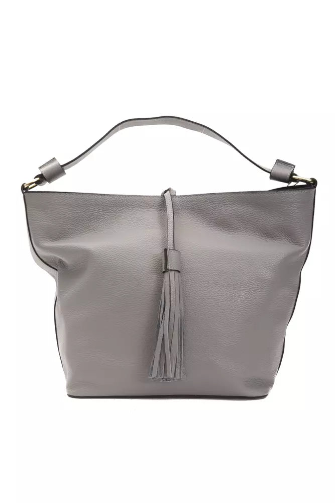 Pompei Donatella Gray Leather Women Shoulder Bag - KALAJ