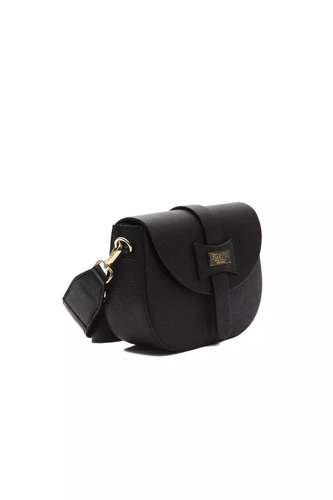 Pompei Donatella Black Leather Women Crossbody Bag - KALAJ