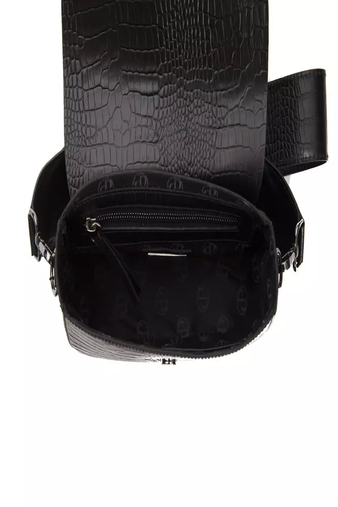 Pompei Donatella Black Leather Women Crossbody - KALAJ