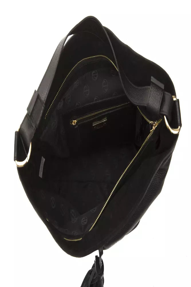 Pompei Donatella Black Leather Women Shoulder Bag - KALAJ