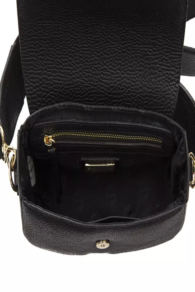 Pompei Donatella Black Leather Women Crossbody Bag - KALAJ