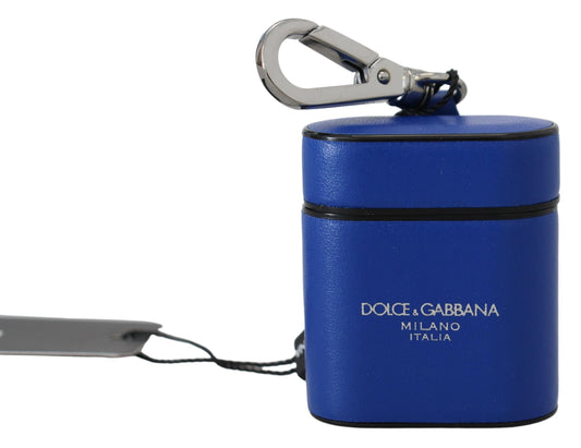 Dolce & Gabbana Elegant Blue Leather Airpods Case - KALAJ