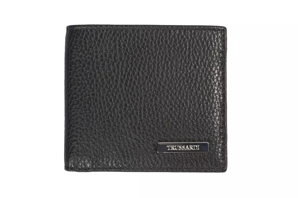 Trussardi Black Leather Men Wallet - KALAJ