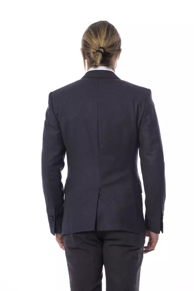 Verri Elegant Blue Wool Single-Breasted Blazer