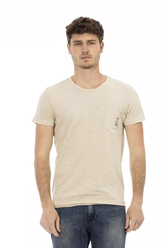 Trussardi Action "Beige Cotton Men T-Shirt"